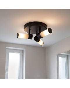 Modern bathroom ceiling light black, Callum, IP44