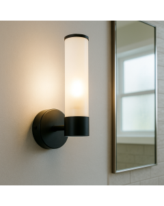 Modern bathroom wall light black, Callum, IP44
