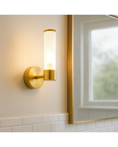 Modern bathroom wall light gold, Callum, IP44