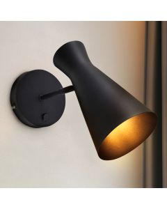Modern wall light black, Steve, with switch