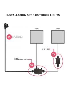 Connection set for 6 outdoor lamps