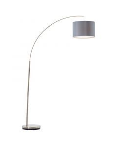 Fabric arc floor lamp grey, Merinde, with switch