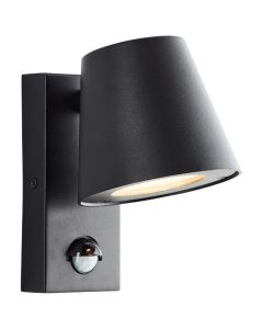 Metal outdoor wall light with motion sensor black, Wies, IP44