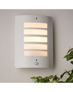 Metal outdoor wall light with motion sensor white, Alea, IP44