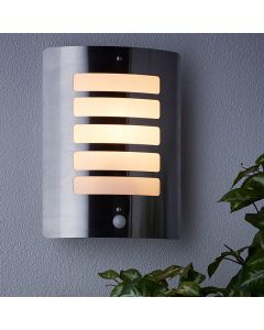 Metal outdoor wall light with motion sensor chrome, Alea, IP44