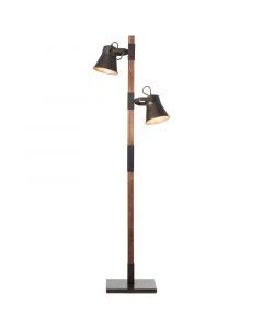 Wood reading floor lamp brown, Audrey, with switch