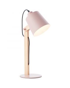Wood table lamp pink, Dorina, with switch