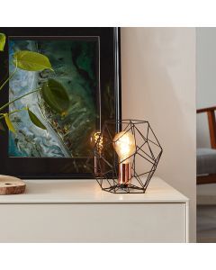 Industrial table lamp copper, Noelle, with switch