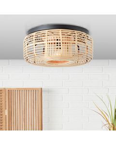 Wood flush ceiling light black, Deacon
