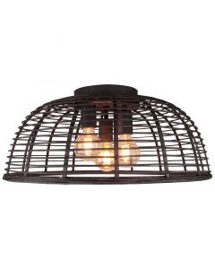 Wood flush ceiling light black, Deacon