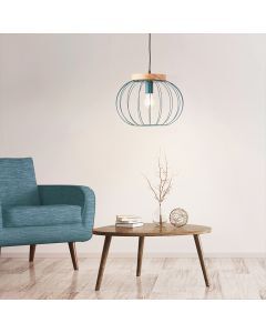 Wood pendant light blue, Donato
