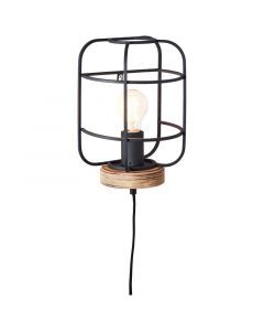 Wood wall light black, Taede, with switch