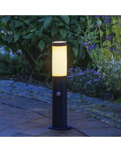 Metal outdoor floor lamp with motion sensor black, Meis, IP44