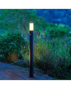 Metal outdoor floor lamp with motion sensor black, Meis, IP44