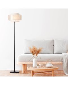 Rustic floor lamp beige, Gerbert, with switch