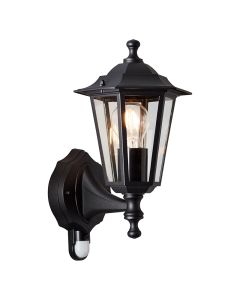Classic outdoor wall light with motion sensor black, Rayn, IP44