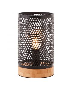 Wood table lamp black, Sherona, with switch