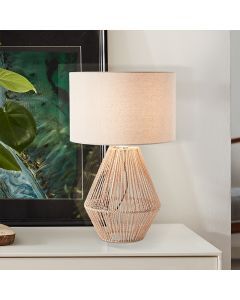 Rustic table lamp beige, Fennie, with switch