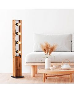 Wood floor lamp brown, Rasha, with switch