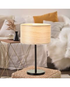 Wood table lamp beige, Enna, with switch