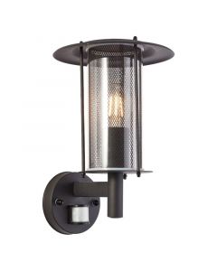 Rustic outdoor wall light with motion sensor black, Gezina, IP44
