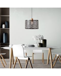 Wood dining table hanging lamp black, Sherona