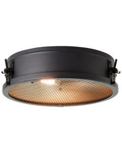 Industrial flush ceiling light black, Gael