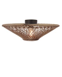 Rattan flush ceiling light brown, Akif
