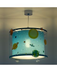 Blue kids pendant light plastic, Planets