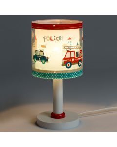 Blue kid's table lamp plastic, Police, with switch