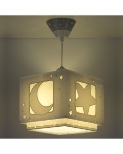 Grey kids pendant light plastic, Moon and stars