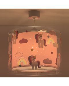 Pink children's pendant light plastic, Unicorn