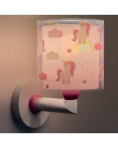 Pink children's wall light plastic, Unicorn