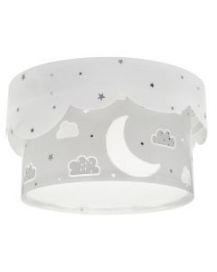 Grey children's ceiling light plastic, Moon