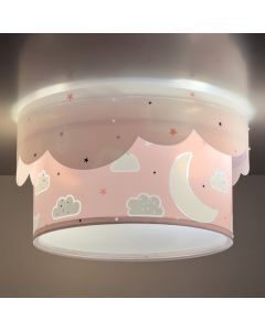 Pink children's ceiling light plastic, Moon