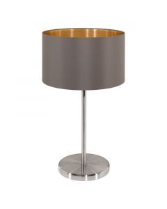Brown modern table lamp fabric, Terme, with switch