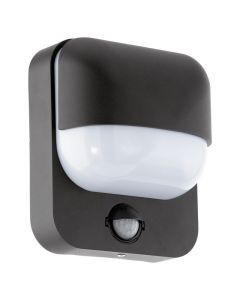 Black outdoor wall light with dusk to dawn sensor plastic, Aartie, IP44