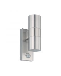 Silver modern outdoor wall light with motion sensor stainless steel, Marlies, IP44