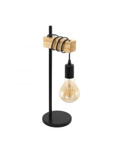 Wood table lamp brown, Anton, with switch