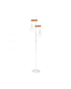 Wood floor lamp white, Anton, with switch