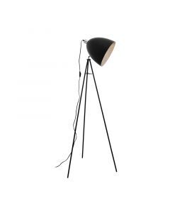 Black floor lamp steel, Eltjo, with switch