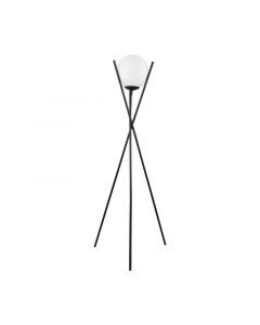 Black retro floor lamp steel, Tjardo, with switch