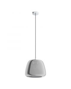 Chrome pendant light smoke glass, Gauke