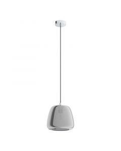 Chrome pendant light smoke glass, Gauke