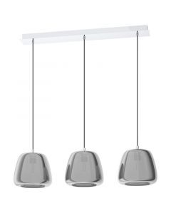 Chrome pendant light smoke glass, Gauke