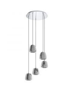 Chrome pendant light smoke glass, Gauke