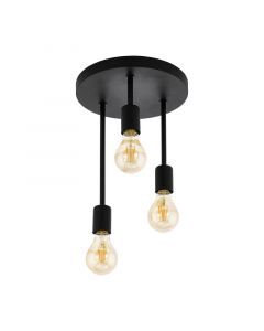 Black flush ceiling light steel, Yvet