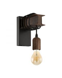 Brown rustic wall light steel, Anton
