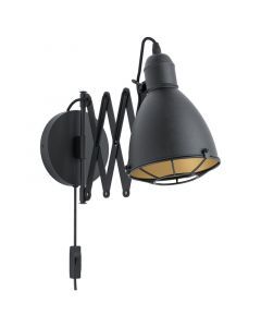 Golden industrial wall light steel, Wilmar, with switch