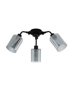 Black modern flush ceiling light steel, Paola